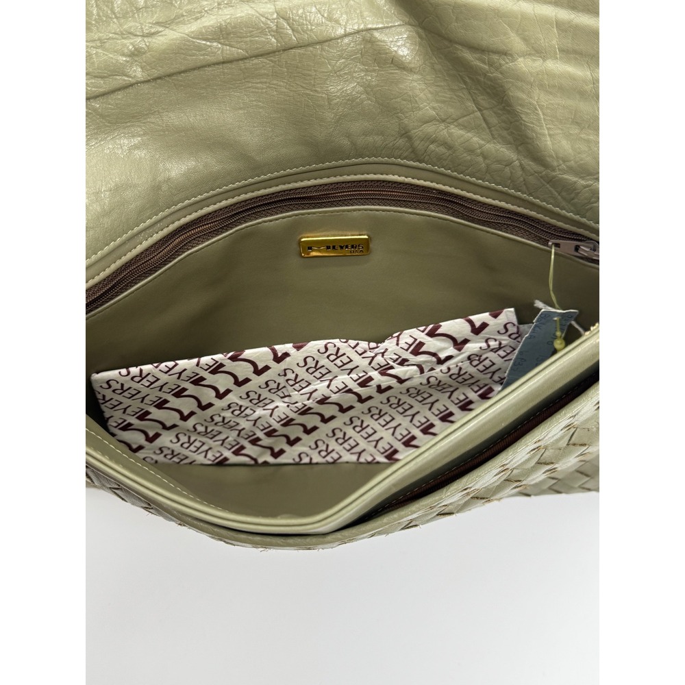 Meyers USA Vintage Woven Leather Clutch Bag Olive Green Intrecciato Flap Handbag - Picture 8 of 9
